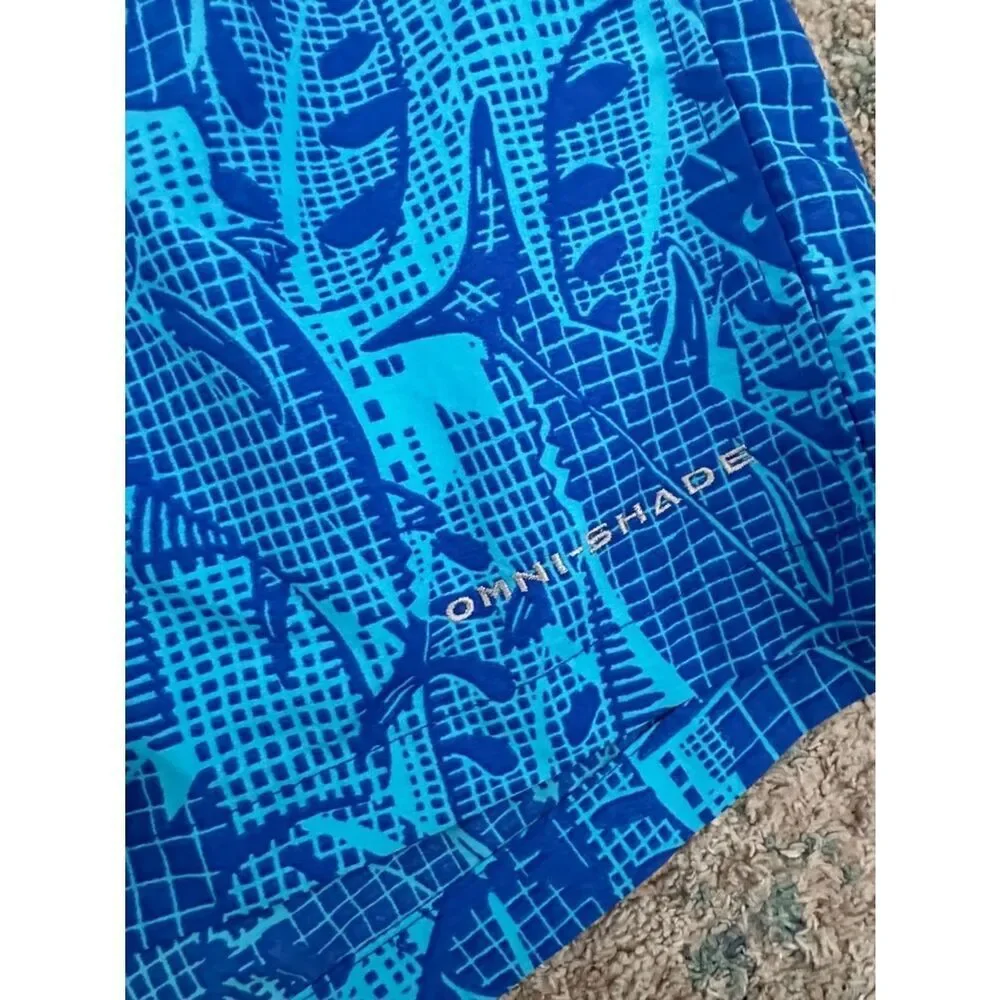 Columbia Swim Trunks Mens Blue Fish Print PFG Super Backcast Fishing Shorts